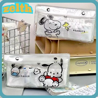 Zelth กระเป๋าเครื่องเขียน กระเป๋าปากกา PVC โปร่งแสง ความจุขนาดใหญ่ ลาย Pochacco Snoopy อเนกประสงค์ สําหรับโรงเรียน สํานักงาน