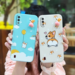 Anti-fall soft shell Phone Case For Samsung Galaxy A01/SM-A015F/G Rotating bracket Corgi PP Cartoon cute protective case