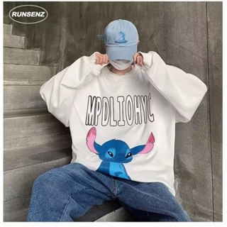 เสื้อกันหนาวแขนยาวลําลอง ทรงหลวม ขนาดใหญ่ ลาย Stitch สไตล์อเมริกัน สําหรับผู้ชาย และผู้หญิง ไซซ์ M - 8XL