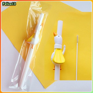 น่ารักสัตว์ยาว Goose Straw Milk Tea Straw นำกลับมาใช้ใหม่เส้นผ่านศูนย์กลางขนาดใหญ่ Straw น้ำใหม่หลอดหนารูป Straw -FE