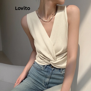 Lovito เสื้อกล้าม ลําลอง ผูกปม สําหรับผู้หญิง L61AD056 (แอปริคอท)