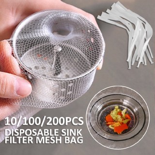 New 10/100/200pcs Disposable Kitchen Sink Filter Mesh Bag Sink Strainer Bag