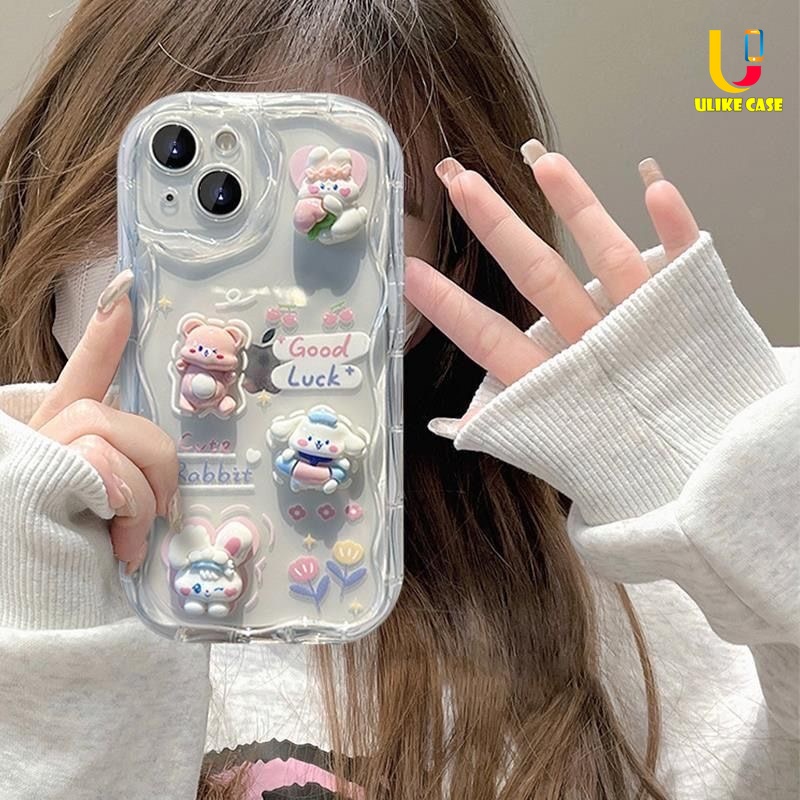 เคสซิลิโคนนิ่ม ลายการ์ตูนกระต่าย 3D สําหรับ Samsung A12 A22 A32 A14 A13 A52 A03 A51 A24 A04 A04S A23 A03S A50 A02S A20 A50S DIY