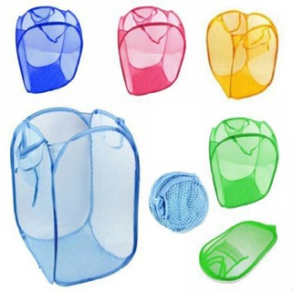 New Laundry Bag Pop Up Washing Foldable Laundry Basket Bag Mesh Hamper Storage