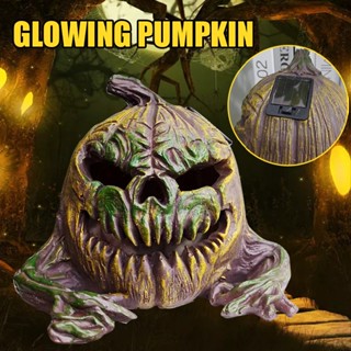 New Halloween Solar Devil Glowing Pumpkin Holiday Party Resin Ornament Decor