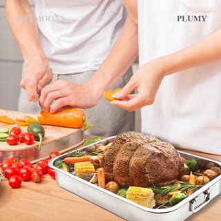 Plumy ถาดสเตนเลส ทรงสี่เหลี่ยม สําหรับใส่อาหาร บาร์บีคิว ไก่งวง