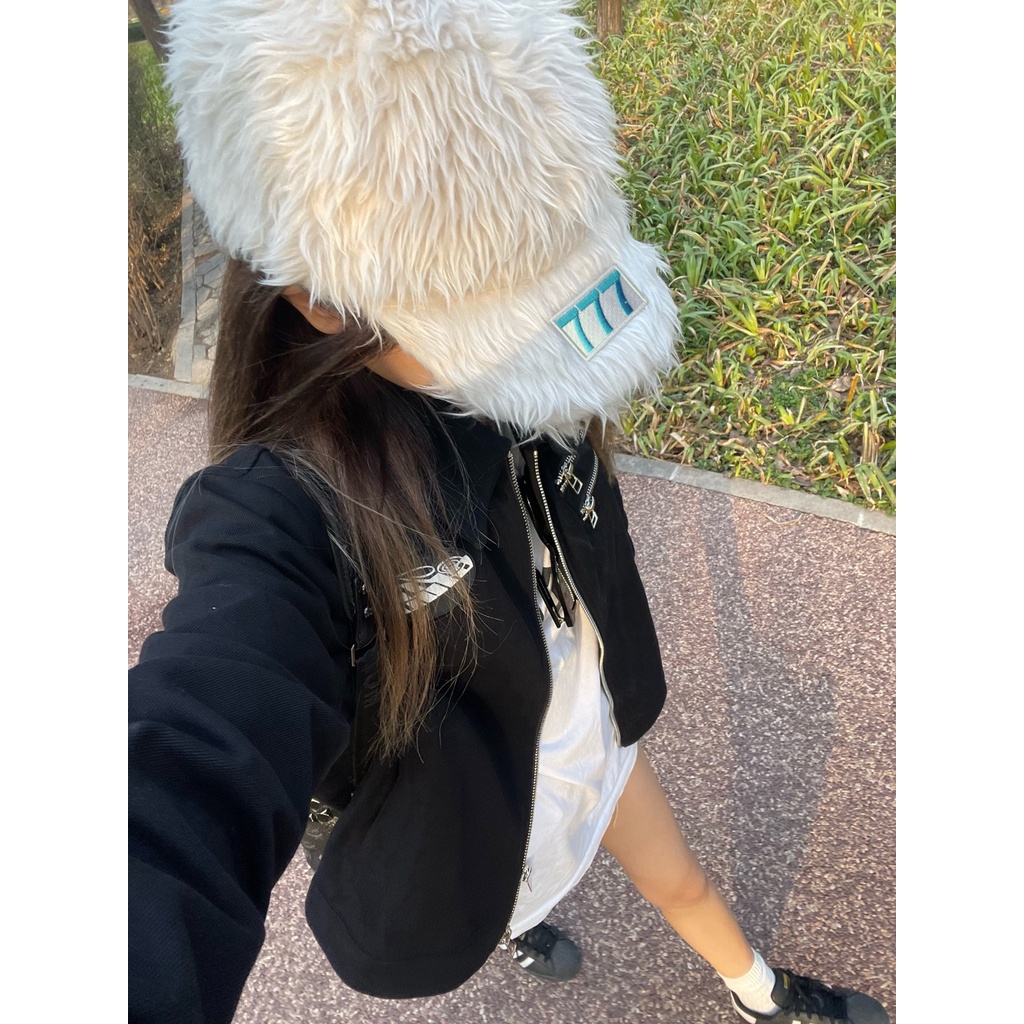 หมวกเบสบอล ขนฟู ปักลายหมายเลข 777 หลากสีสัน แฟชั่นฤดูใบไม้ร่วง และฤดูหนาว สําหรับผู้ชาย และผู้หญิง