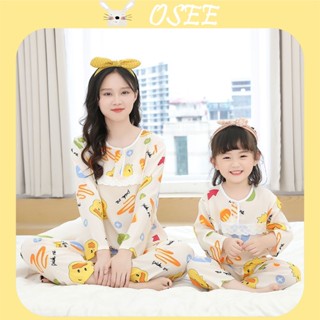 [Osee] 80-175 ซม., ฤดูร้อน แม่-ลูกสาว จับคู่ ชุดนอนผ้าฝ้าย ผ้าไหม เด็ก ลูกไม้ บาง เด็กผู้หญิง เด็ก แม่-ลูก ชุดบุเรตต์ ชุดนอน บ้าน แขนยาว ชุดนอน สําหรับผู้หญิง