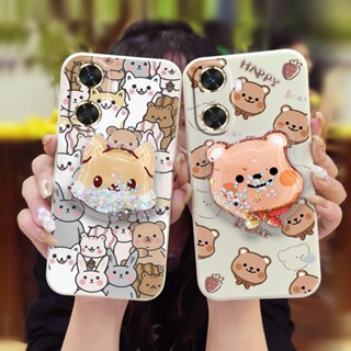 Cartoon Anti-fall Phone Case For Huawei Enjoy60 cute Simplicity Rotatable stand Liquid silicone shell Glitter