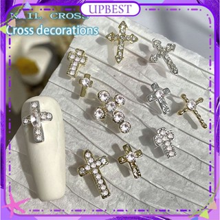 ♕ 10pcs Nail Art Rhinestone Cross Series Jewelry Classic 3d Punk Silver Alloy Nail Decoration Manicure Tool For Nail Shop 24 Designs UPBEST