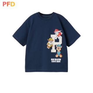 paw patrol เสื้อยืดลําลอง แขนสั้น พิมพ์ลายอุ้งเท้า เหมาะกับฤดูร้อน สําหรับเด็กผู้ชาย และเด็กผู้หญิง