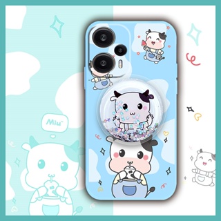 Cartoon cute Phone Case For Redmi Note12 Turbo quicksand Anti-fall Rotatable stand Liquid silicone shell Skin-friendly feel