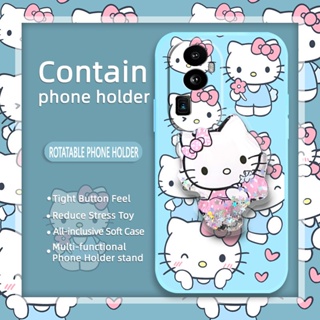 phone case Skin feel silicone Phone Case For OPPO Reno10 Pro Plus Glitter protective case Anti-fall Rotatable stand Cartoon