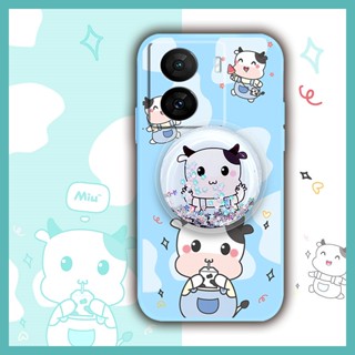 cute Skin-friendly feel Phone Case For VIVO IQOO Z7 Cartoon phone case Rotatable stand The New Anti-fall Glitter quicksand