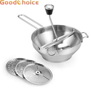 Food Mill Food Grinder Manual Perforated Discs Strainer Grater Durable