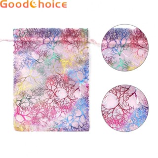 Coral Yarn Bag Colorful Coral Pattern Drawstring Gauze Bag Wedding 10*15cm