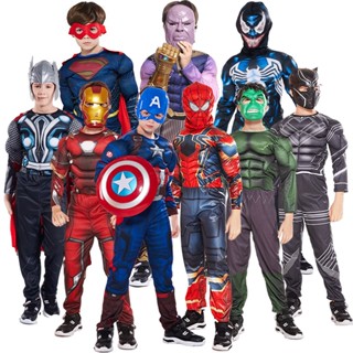 ชุดจั๊มสูท ชุดคอสเพลย์ Marvel Superhero Spider Man Captain America Iron Man Thor Hulk เหมาะกับปาร์ตี้ฮาโลวีน สําหรับเด็ก