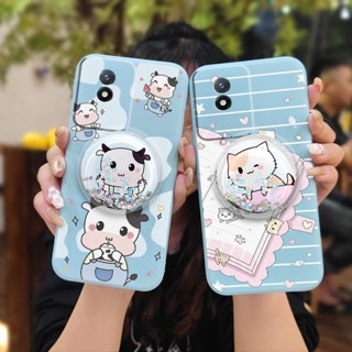 Skin feel silicone Rotatable stand Phone Case For VIVO Y02 4G protective case Skin-friendly feel Glitter ins cute Cartoon