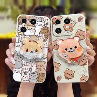 phone case ins Phone Case For Xiaomi 13 Pro Skin feel silicone Rotatable stand cute quicksand Cartoon Anti-fall Glitter