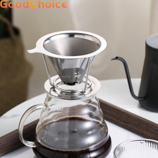 Stainless Steel 1-4 Cup Cone Reusable Coffee Filter Paper Free Coffee Funnel