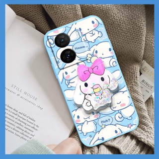 Cartoon Simplicity Phone Case For VIVO IQOO Z7 Liquid silicone shell Skin feel silicone quicksand The New Rotatable stand