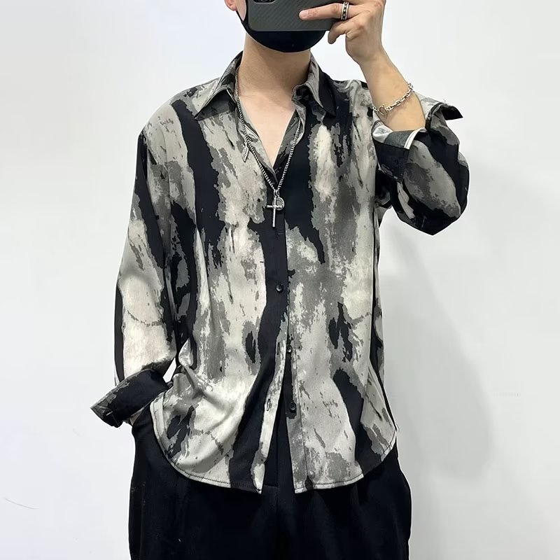 เสื้อเชิ้ตแขนยาวลําลอง พิมพ์ลายทาง ขนาดใหญ่ สไตล์เกาหลี แฟชั่นสําหรับผู้ชาย และผู้หญิง