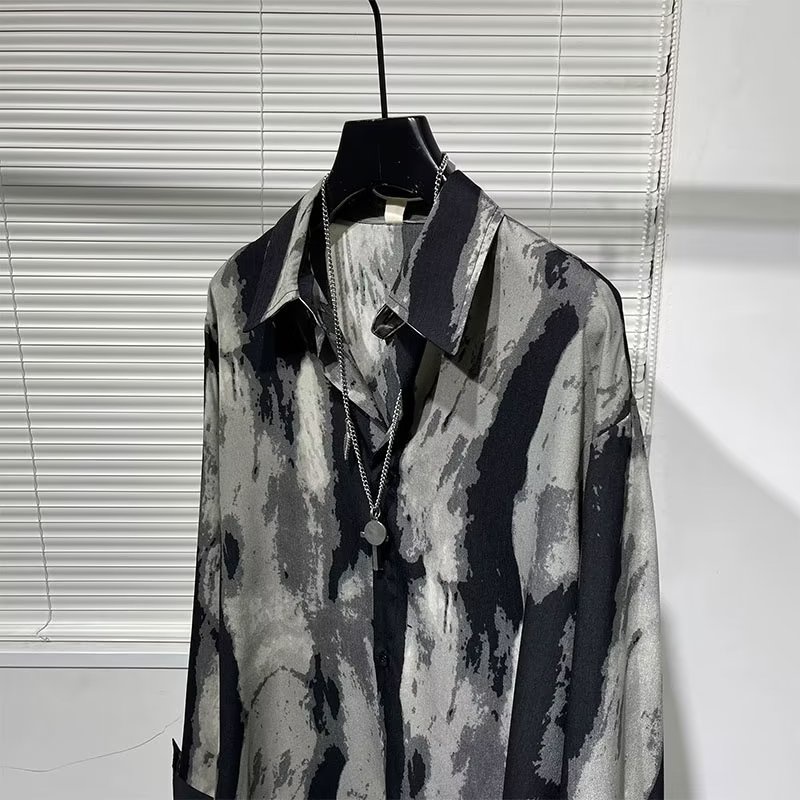 เสื้อเชิ้ตแขนยาวลําลอง พิมพ์ลายทาง ขนาดใหญ่ สไตล์เกาหลี แฟชั่นสําหรับผู้ชาย และผู้หญิง