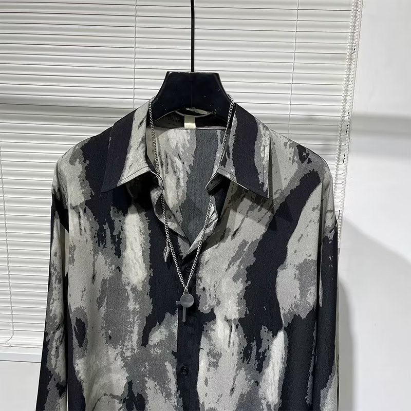 เสื้อเชิ้ตแขนยาวลําลอง พิมพ์ลายทาง ขนาดใหญ่ สไตล์เกาหลี แฟชั่นสําหรับผู้ชาย และผู้หญิง