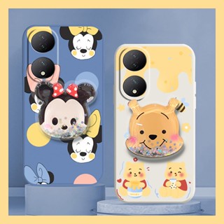 cute Liquid silicone shell Phone Case For VIVO Y100 Anti-fall Skin-friendly feel The New Glitter Cartoon ins Rotatable stand