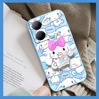 Simplicity protective case Phone Case For VIVO Y78 5G China ins Cartoon quicksand Anti-fall cute Glitter Rotatable stand