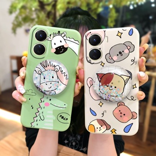 The New phone case Phone Case For VIVO Y16 ins quicksand Skin feel silicone Rotatable stand Glitter Skin-friendly feel