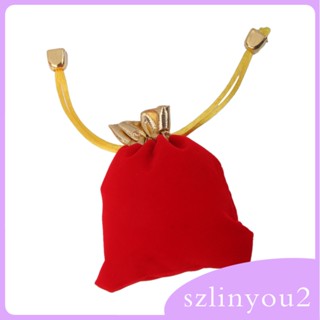 [szlinyou2] กระเป๋าผ้าซาติน ผ้ากํามะหยี่ แบบผูกเชือก สีทอง สําหรับใส่เครื่องประดับ งานแต่งงาน 10 ชิ้น