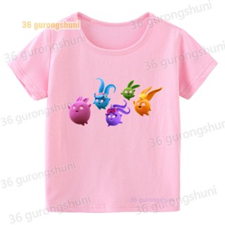 เสื้อยืดแขนสั้น พิมพ์ลาย SunnyBunnies Sunny Bunnies สีชมพู แฟชั่นฤดูร้อน สําหรับเด็กผู้หญิง