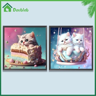 【Doub X ✮】ภาพวาดปักเพชร ทรงกลม ลายแมวน่ารัก 5D DIY สําหรับตกแต่งบ้าน ✮