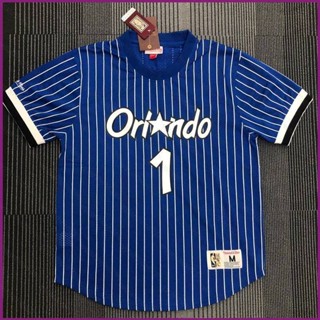 เสื้อกีฬาบาสเก็ตบอลแขนสั้น ลายทีม NP2 NBA Jersey Orlando Magic McGrady No.1 พลัสไซซ์ PN2