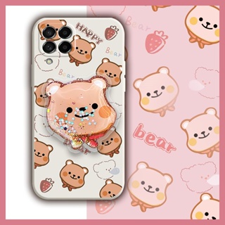 The New Skin feel silicone Phone Case For Samsung Galaxy M53 5G/SM-M536B ins Glitter Cartoon Rotatable stand Anti-fall