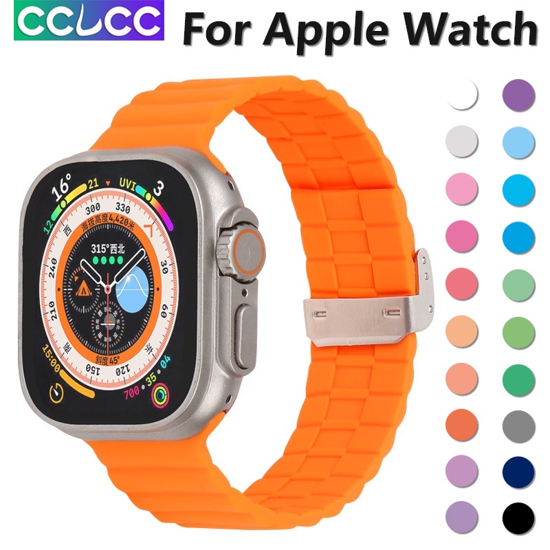 Cclcc สายนาฬิกาข้อมือซิลิโคน เหล็กเทียม ปรับได้ สําหรับ iWatch Ultra SE Series 8 7 6 5 4 3 2 1 Apple Watch 49 มม. 45 มม. 41 มม. 44 มม. 40 มม. 42 มม. 38 มม.