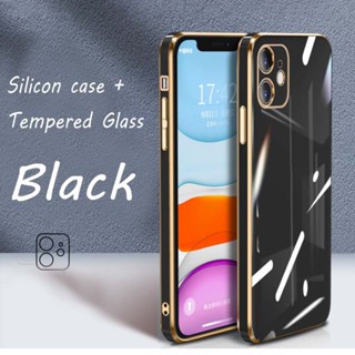 พร้อมส่ง เคสโทรศัพท์มือถือกระจกนิรภัย แบบแข็ง ซิลิโคน สําหรับ IPhone 13 housing 13Pro 13 Pro Max 12 12Pro 12 Pro Max