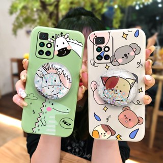 Skin feel silicone Anti-fall Phone Case For Xiaomi Redmi10/Note11 4G China/10Prime cute Rotatable stand Glitter