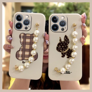 Back Cover Anti-fall Phone Case For iphone 13 Pro Max Cartoon soft shell Bear bracelet Pearl bracelet protective case cute