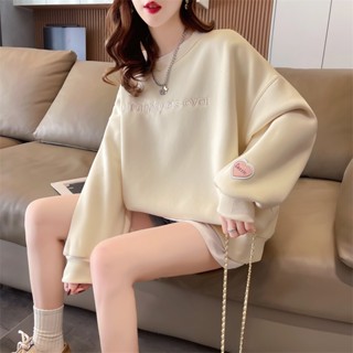 ใหม่ เสื้อยืดกันหนาว ผ้าฝ้าย 25 แบบ แบบบาง ขนาดใหญ่ แบบสวมหัว สําหรับผู้หญิง 2023 ไซซ์ M-2xl