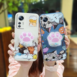 Anti-fall cute Phone Case For Redmi Note12S Skin feel silicone Rotatable stand protective case quicksand Cartoon Simplicity