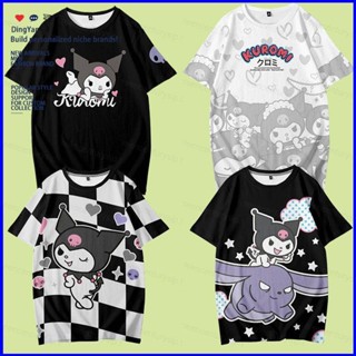 Gp1 เสื้อยืดแขนสั้นลําลอง พิมพ์ลายการ์ตูนอนิเมะ Sanrio Kuromi 3D พลัสไซซ์ สําหรับเด็กผู้หญิง PG1