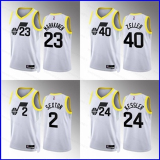 เสื้อกีฬาบาสเก็ตบอลแขนกุด ลายทีม GP1 22 23 NBA Jazz Zeller Markkanen Sexton Kessler Jersey PG1