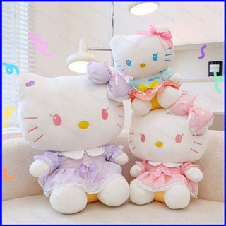 Gp1 หมอนตุ๊กตานุ่ม รูปการ์ตูน Sanrio Hello Kitty ประดับโบว์ ลายสก๊อต ของขวัญ สําหรับตกแต่งบ้าน PG1