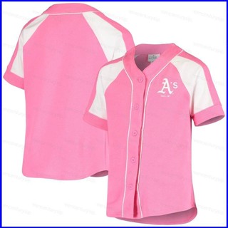 Gp1 เสื้อคาร์ดิแกนเบสบอล พลัสไซซ์ ลาย Oakland Athletics Pink Button-Down Jersey 2023 MLB PG1