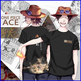 Gp1 เสื้อยืดแขนสั้นลําลอง ทรงหลวม พิมพ์ลายอนิเมะ One Piece ACE Luffy PG1 แฟชั่น สําหรับทุกเพศ