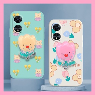 protective case cute Phone Case For OPPO A97 5G ins Rotatable stand Skin-friendly feel quicksand Simplicity Glitter