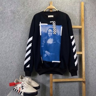 เสื้อกันหนาว CREWNECK OFF WHITE MONALISA สีฟ้า สีดํา