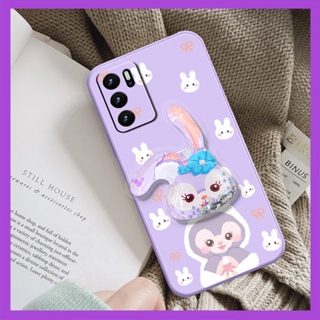 Cartoon Anti-fall Phone Case For OPPO A16/A16s/A54s Liquid silicone shell phone case Glitter Skin feel silicone